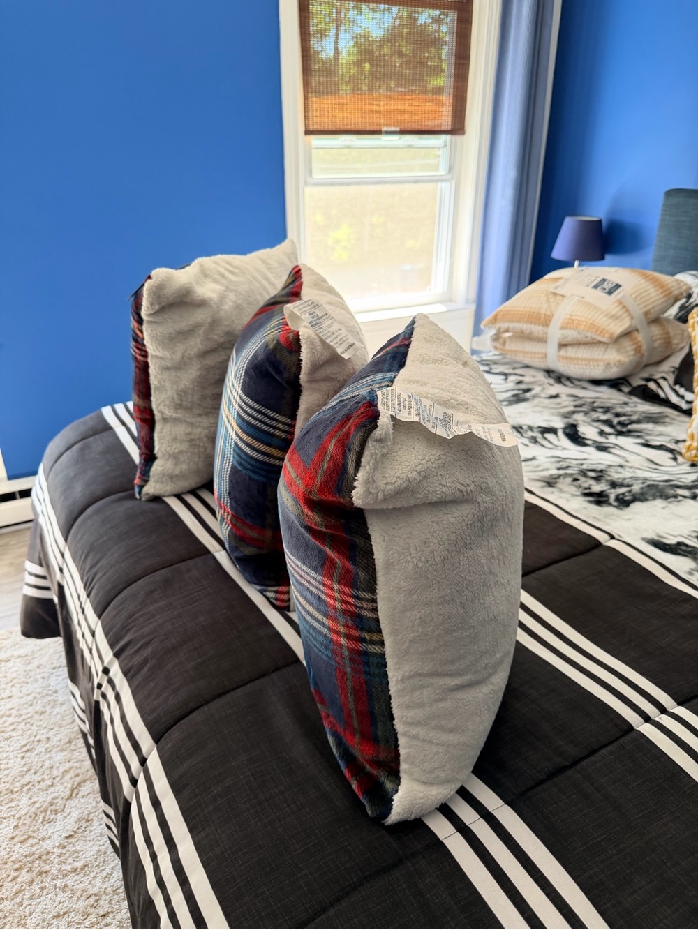 3 Cuddl Duds Plaid Print Plush Throw Pillow. 20”x20”. Multicolor. New with Tags - Picture 12 of 16